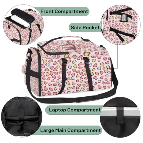 Personalized Gym Bag Backpack,Custom Duffle Bag for Men and Women with Your Name,Leopard,18Inch,Style 94