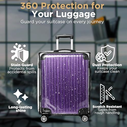 Image of WanderWraps Spendex Polyester Protective Luggage Cover | Hard Luggage Trolley Bag Cover | Washable | S /M /L - Combo | Transparent
