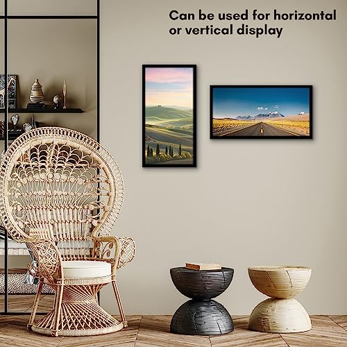 Americanflat 8x16 Picture Frame with Shatter-Resistant Glass - Streamline Collection - Thin Border Photo Frame for Tabletop and Wall Display - Hanging Hardware and Easel Stand Included - Black