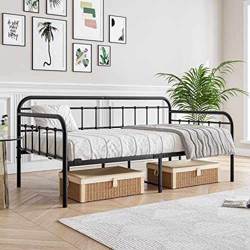 JURMERRY Metal Daybed Frame Twin Size, Black