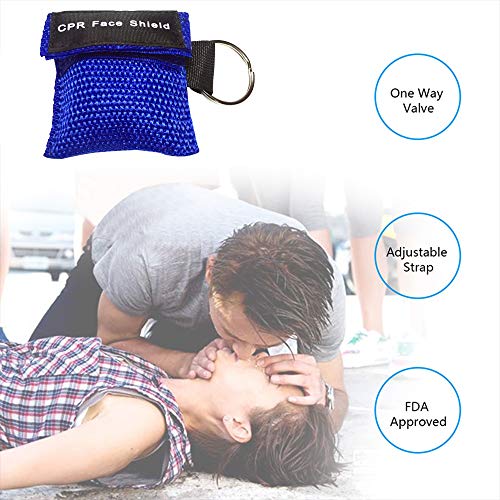 Image of CPR Mask, Disposable CPR Shield Mask Emergency Mask with One-Way Valve Breathing Barrier