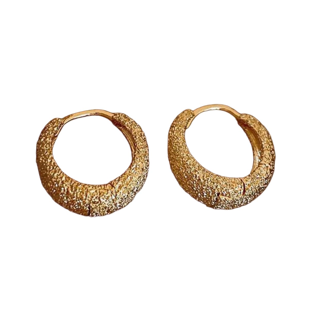 Fashion Gold Womens Textured Gold Hoop Earrings-image-31