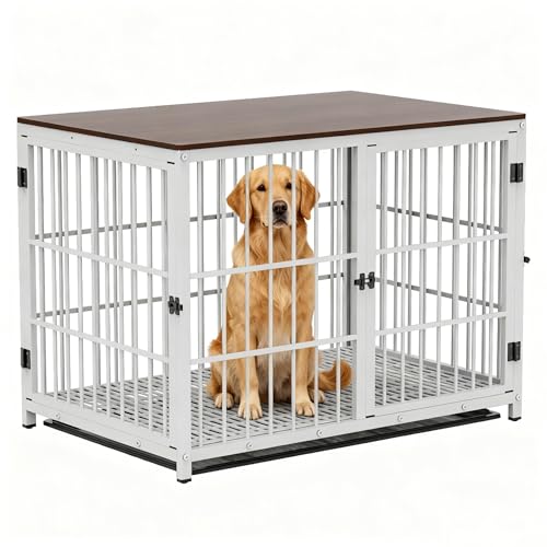 BingoPaw 大型犬用ケージ 屋根付き 木製 室内 連結 丈夫 中型犬 ドッグハウス 小型犬 頑丈 ウッディサークル 犬小屋 XL ホワイト 柴犬 長方形 大きい おしゃれ インテイリア