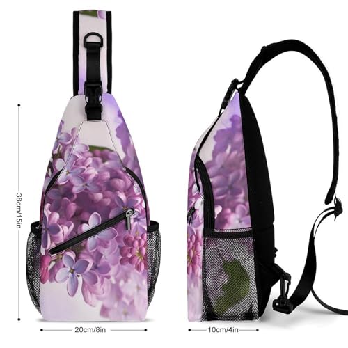 Mochila deportiva Lilac Flowers tipo sling para hombre mujer miniatura 2