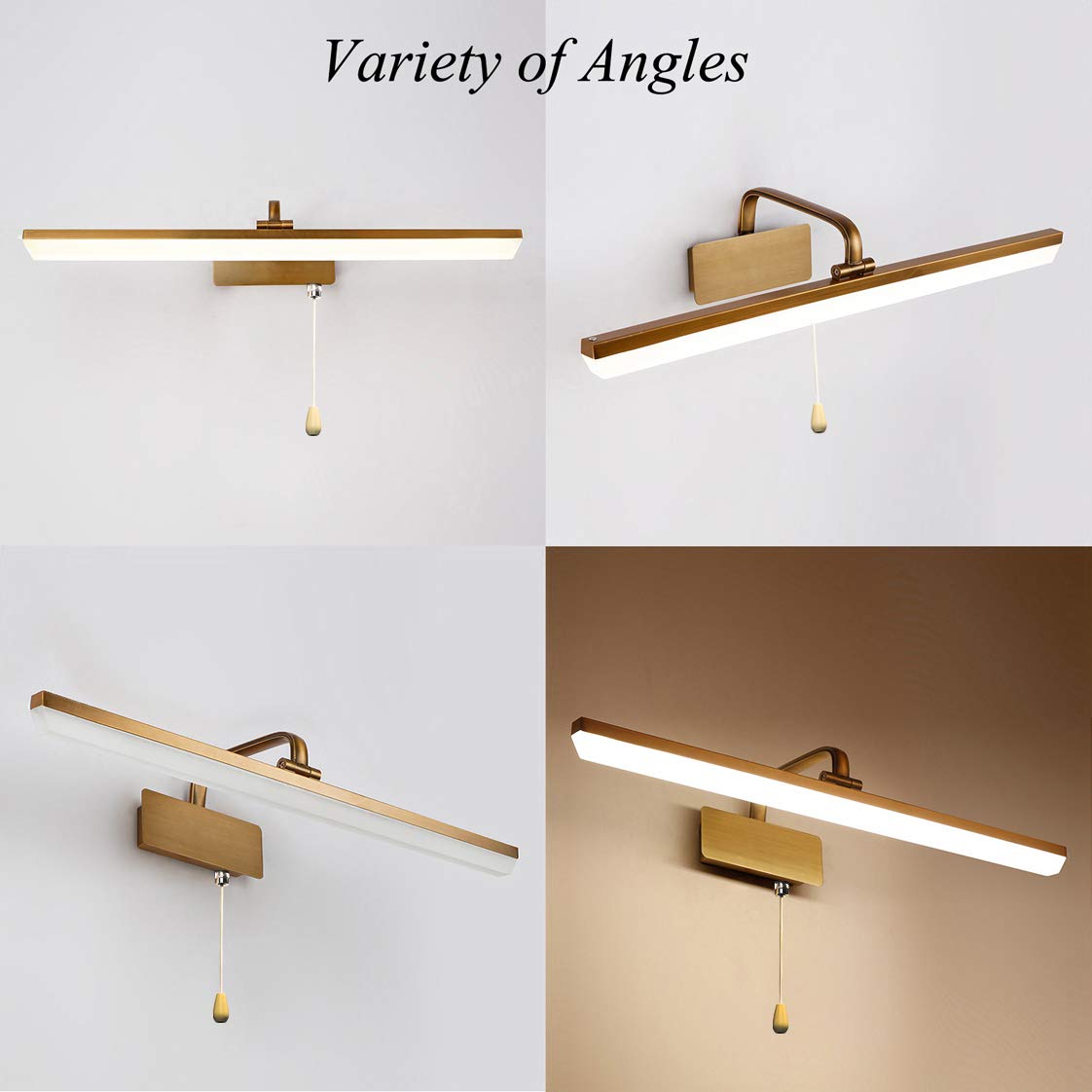 Luce specchio bagno, Lampade parete LED con interruttore, Luci specchio LED vintage Dimmerabili su apparecchi illuminazione specchi impermeabili Luce il trucco Luce anteriore specchio