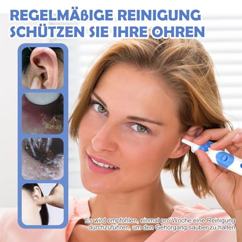 Oroclear Ohrenschmalz-Sauger, Ohrenreiniger Entferner, Ohrenschmalz-Reiniger, Sicheres Und Weiches Ear Cleaner mit 2 Waschbaren Ersatzköpfen, für Erwachsene, Kinder und ältere Me