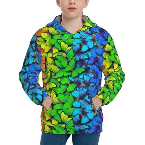 Multicolored Butterflies Kid Hoodies Boys Sweatshirts Girls Pullover with Pocket