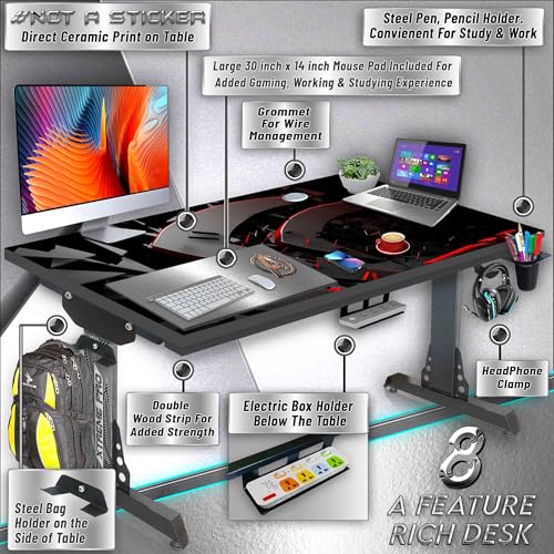 Image of Xtreme PRO Direct Theme Printed Computer Desk for Gaming, Work & Study. Large for PC, Dual Monitors, iMac, and Laptops. Metal & Engineered Wood. Black Stand Desk. 4 Feet-XPB4 (XPB425-CT-189)