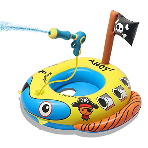TROJOY 3-in-1 Pool Floats for KidsΓΒ Toddler, Pool Toys with Water Gun, Pirate Ship Toys for Boys Girls 3 4 5 6 7, Kids Inflatable Boat Toys Gifts for Summer Swimming Pool Party Birthday TROJOY 3-in-1 Pool Floats for KidsΓΒ Toddler, Pool Toys with Water Gun, Pirate Ship Toys for Boys Girls 3 4 5 6 7, Kids Inflatable Boat Toys Gifts for Summer Swimming Pool Party Birthday