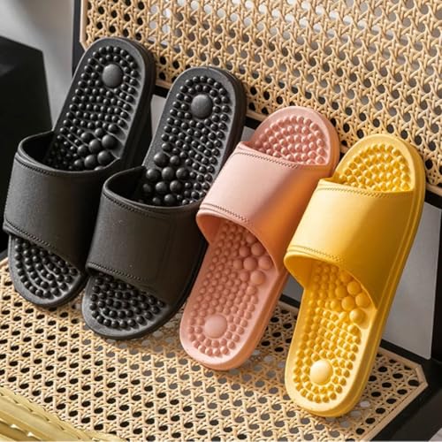 Massage Slippers,Mens Slippers,Home Slippers,Shower Slippers,Acupuncture Point Massage Slippers,Non-Slip Waterproof Slippers(Black,EUR42-43)3