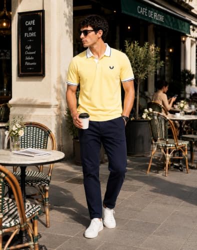 Image of Mens Pique Polo T-Shirt | Cotton Rich, Smart Fit Polo with Embroidered Logo | Casual & Sports Wear | Polo T-Shirt for Men