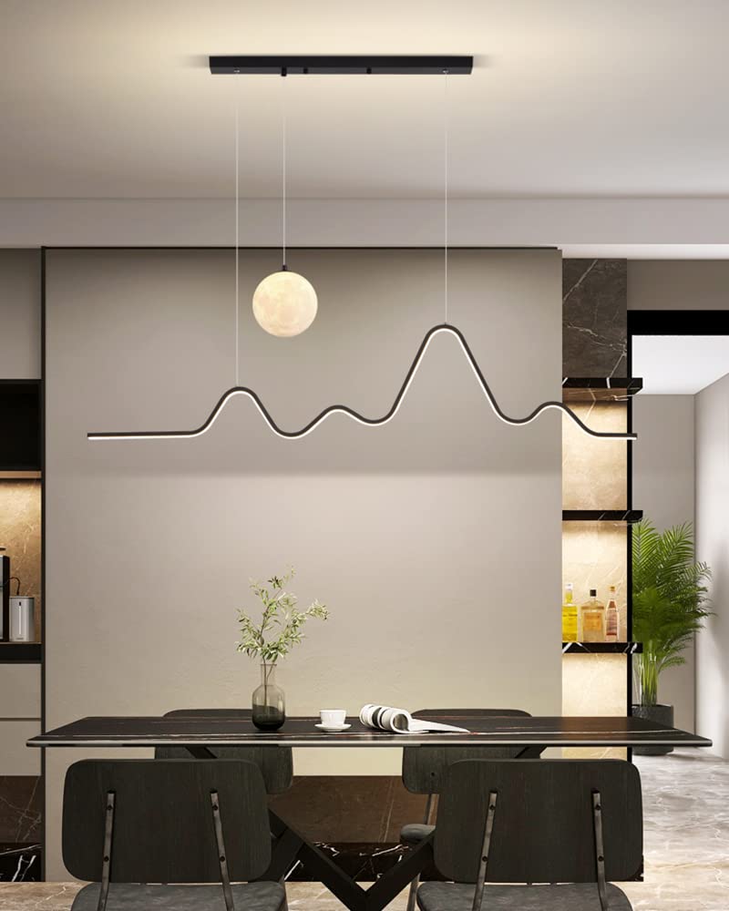 Lustre LED Moderne Suspension Noire Design Architectural de Haute Qualité