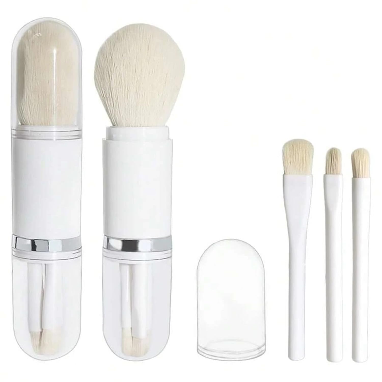 4 in 1 Multi Functional Retractable Makeup Brush Set, All in One Face Beauty Makeup Brush for Foundation, Powder, Blush, Eye shadow, Portable Travel Cosmetic Brush Kit for Women (Multicolor)-image-46