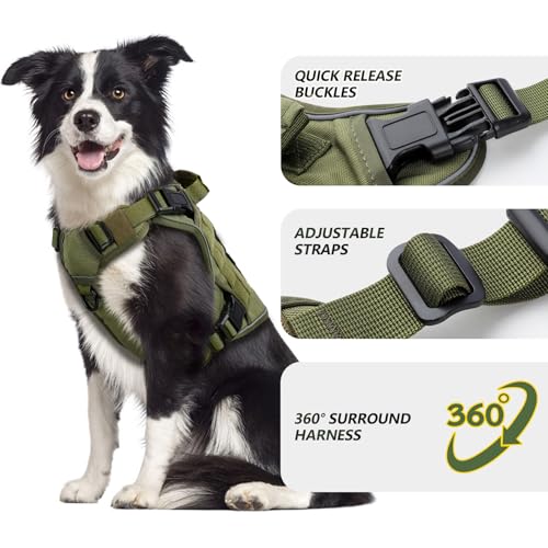 Wingoin Tactical Dog Harness For Large Dogs, Heavy Duty No Pull Dog Harness With Handle, Adjustable Reflective Military K9 German Shepherd Big Size Dog Vest thumb #2