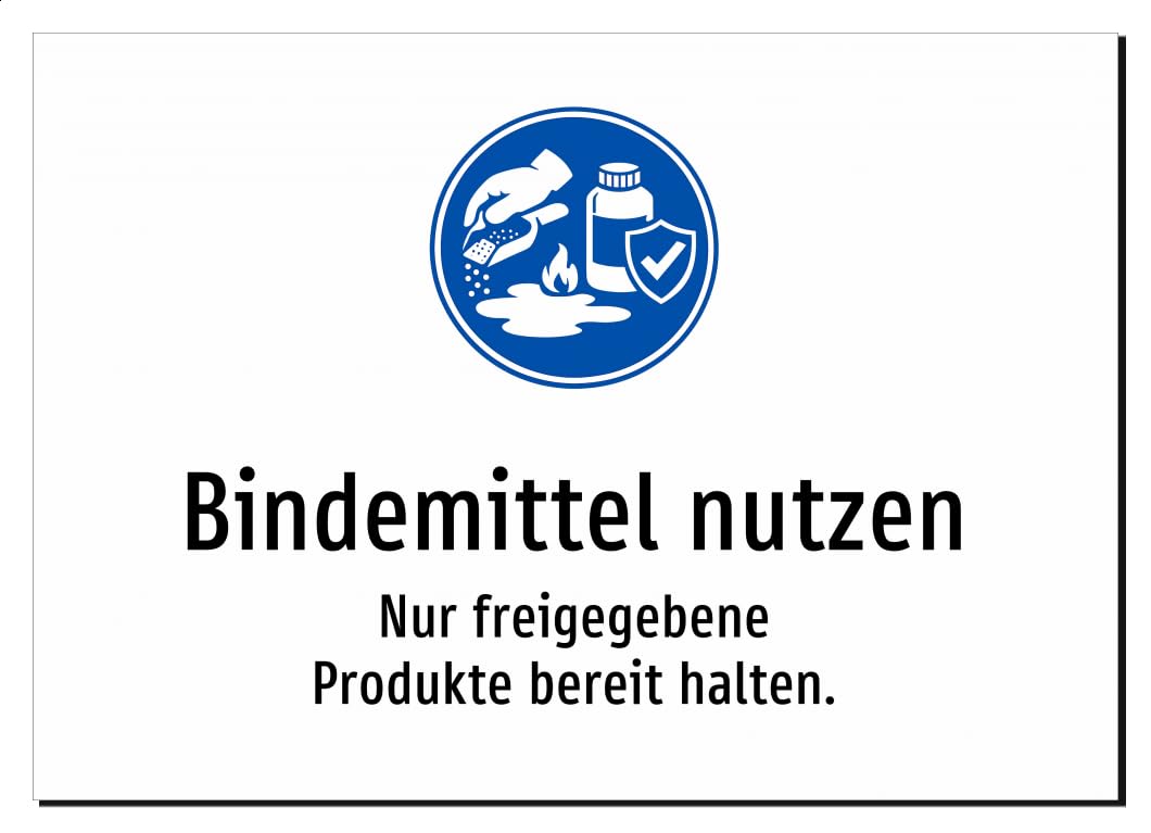 35956-DE-S-13 | Bindemittel nutzen - Nur freigegebene Produkte bereit | Aufkleber A2, 594 x 420mm | mit Symbolgrafik und Text