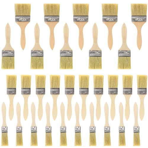 BREANIFULL 30 pennelli da pittura con manico in legno, 23/35/45/60 mm, set di pennelli per vernici, adesivi, pennelli da pittura, per vernici, smalti, oli, pareti acriliche su legno, metallo