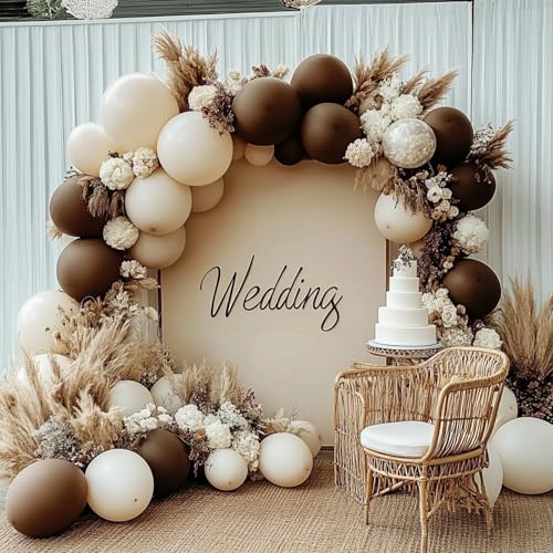 Image of 108Pcs Double Stuffed Dark Brown Balloon Garland Arch Kit