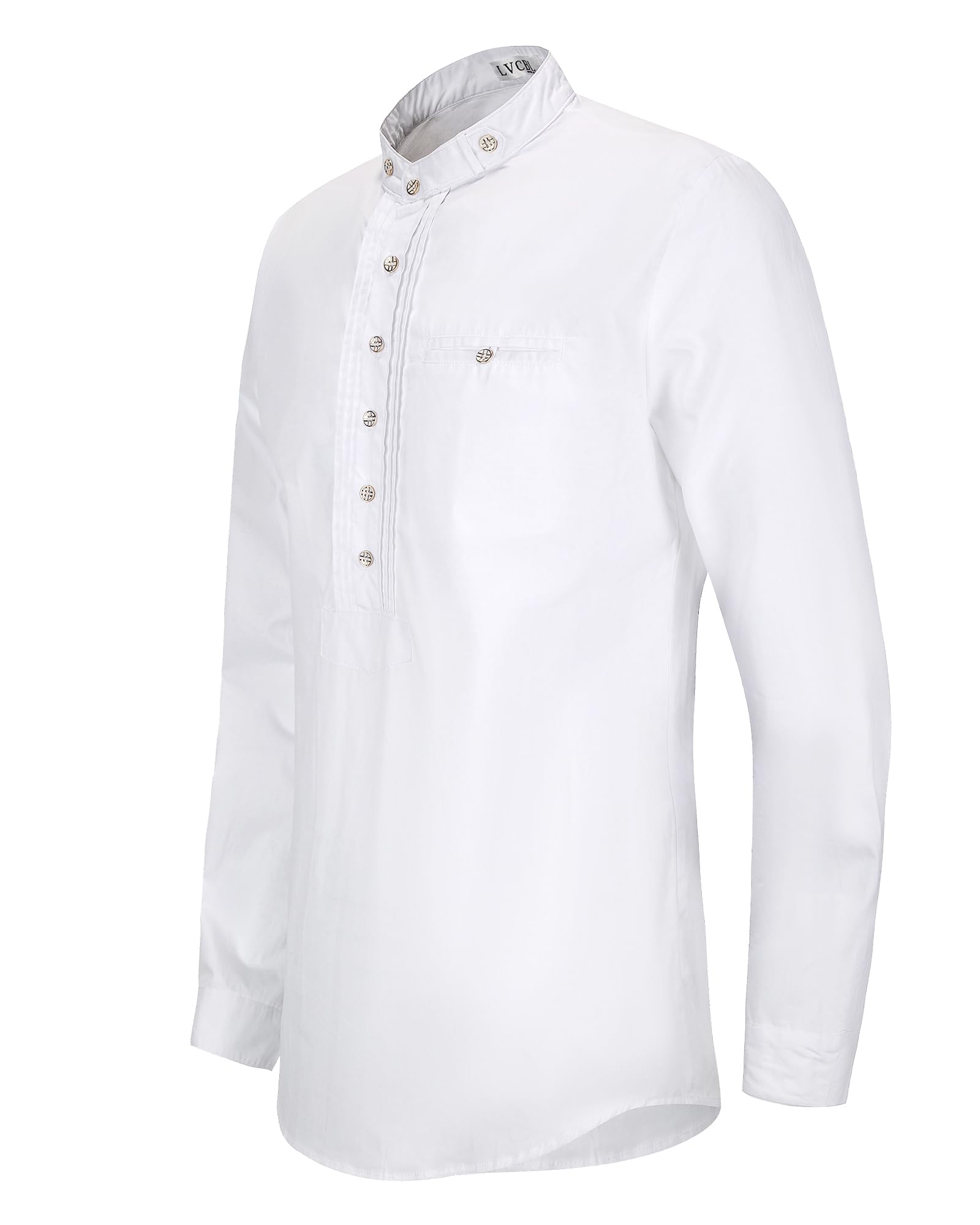 LVCBL Hemd Herren Langarm Trachtenhemd Oktoberfest Baumwolle Henley Hemd | Baumwolle mit Leinen, atmungsaktiv und weich, ideal als Trachtenhemd, Freizeithemd oder Oktoberfest Hemd für Herren