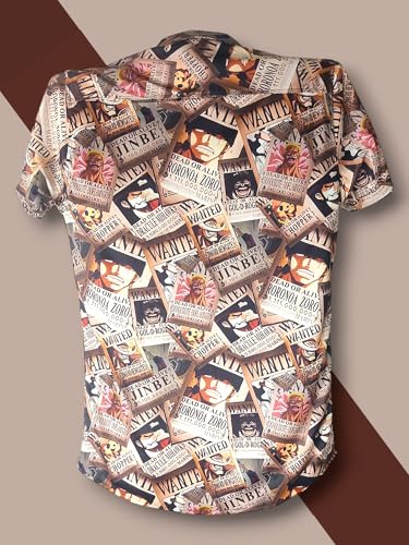 Image of One Piece Anime Wanted Poster Lycra Blend Outfit, Shorts and shirt Set, Dark Peach