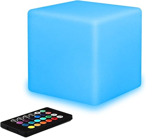 Cubo de luz nocturna LED de 4 pulgadas, cubo de luz LED inalámbrico para niños, lámpara de estado de ánimo con control remoto, lámpara de noche