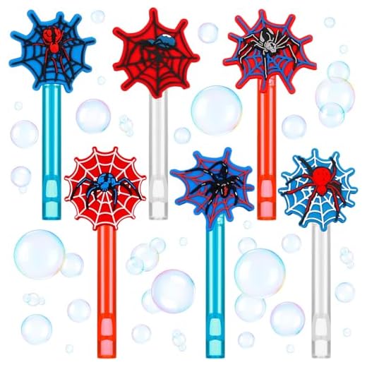 Rotatingpals 24 Pcs Spider Mini Bubble Wands Red Bule Spider Party Favors Assortment Goodie Bag Stuffers for Outdoor Summer Gift Birthday Party Supplies