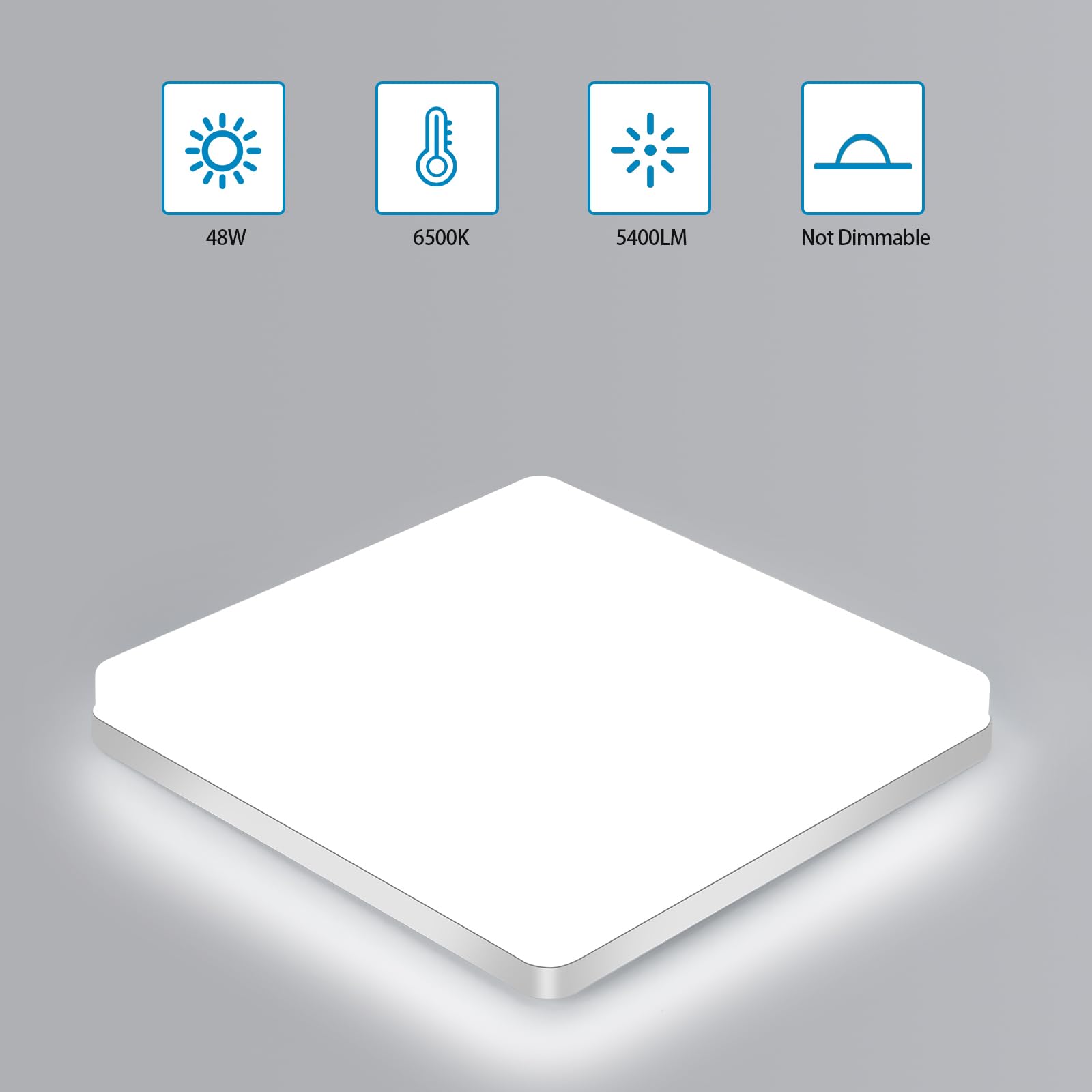 Goeco Plafon LED Techo Baño, 48W Lámpara de Techo LED Moderna, 6500K Blanco Frío, para Pasillo, Cocina, Balcón, Dormitorio, Estudio, 2 Piezas, Cuadrada