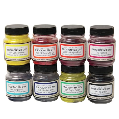 Jacquard Procion Mx Dye Cold Water Dying Set PMX108s 8 Colours