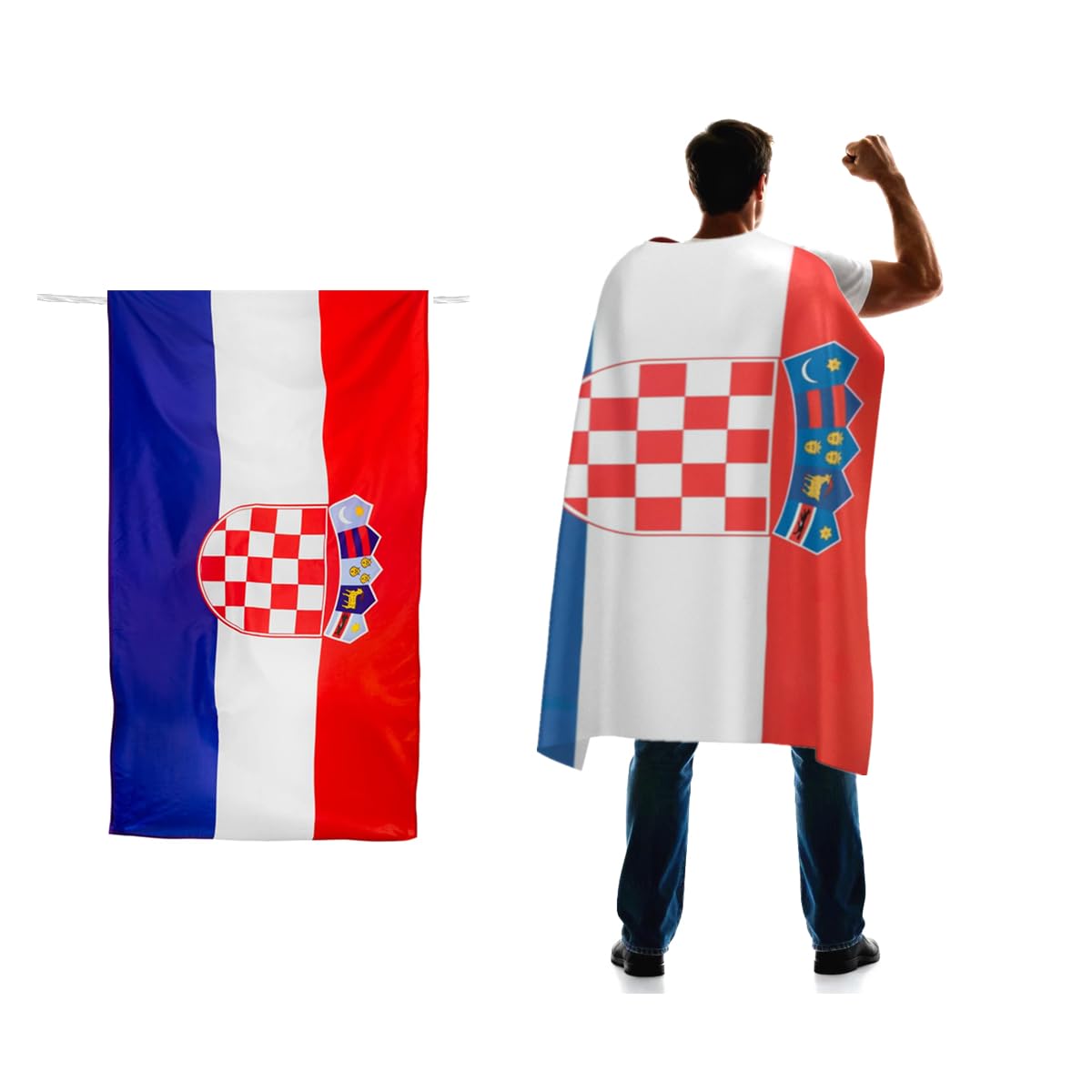 Croatia Flag Cape 3x5 FT for Independence Day Holiday Costumes Celebrati,150D Premium Polyester,Croatian Patriotic Flags Costume Cloak.