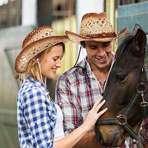 Vintage American Flag Cowboy Hat Usa Patriotic Classic Western Cowgirl Hat For Men Women (Beads With String) #TOP6
