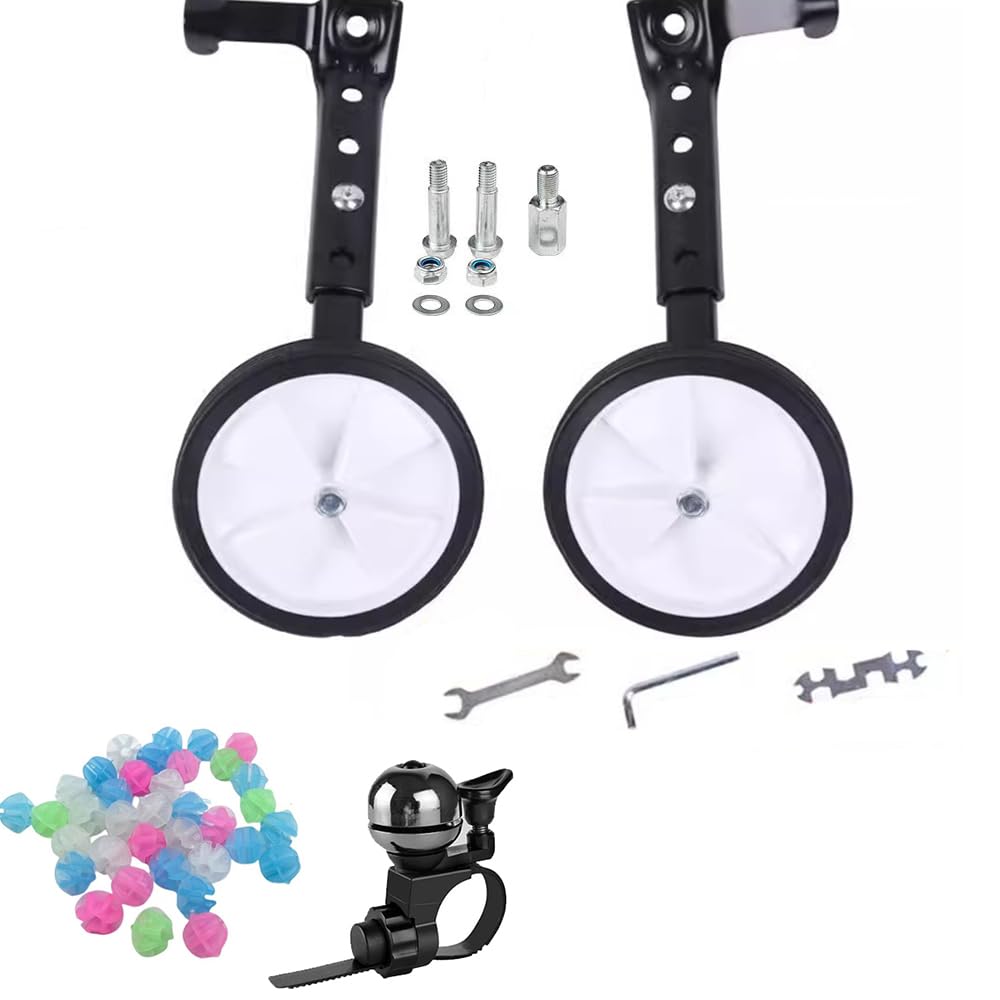 Multi-speed Kids Bike Training Wheels for 18inch 20inch 22inch 24inch Bikes Variable Speeds Bicycle Training Wheels Heavy Duty Adjustable Train Wheels Mounted Kit for Mountain Bicycle (Black)