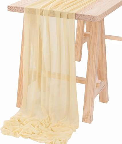 Socomi Camino de mesa de gasa color champán para boda, 10 pies y 120 pulgadas de largo, bohemio, rústico, para decoración de despedida de soltera,