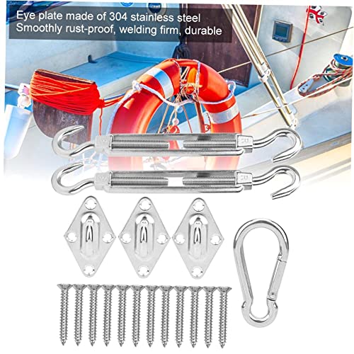 Upgrade Your Sun Shade Sail With Stainless Steel Screw Kit: Includes Hardware, Rhombus Hook, Spring Buckle & Accessories For Outdoor Canopy Installation #TOP2