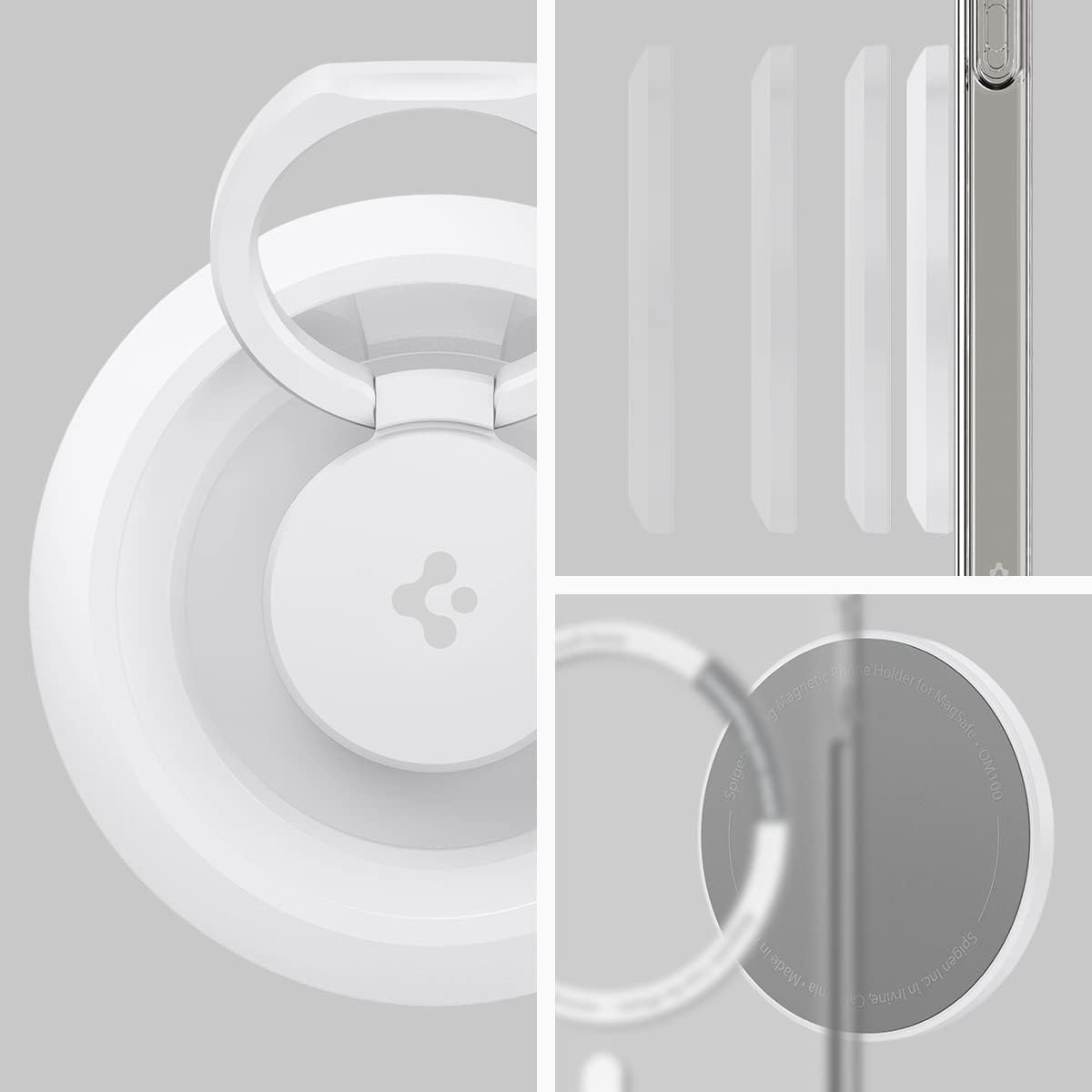 Spigen for MagSafe Phone Grip, O-Mag Ring (MagFit) Compatible with iPhone 17/16/15/14/13/12 Air/Pro/Pro Max, Galaxy S26 Series, Pixel 10 Series, Pixelsnap and Magnetic-Cases Magnetic Holder - White