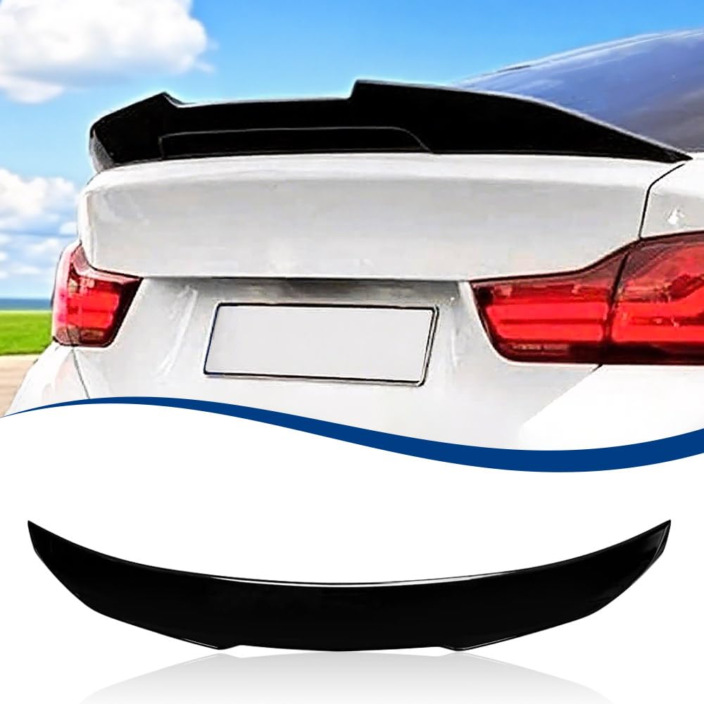 rear trunk spoiler compatible with 4 series (f36 gran coupe 2014-2020, gloss black)