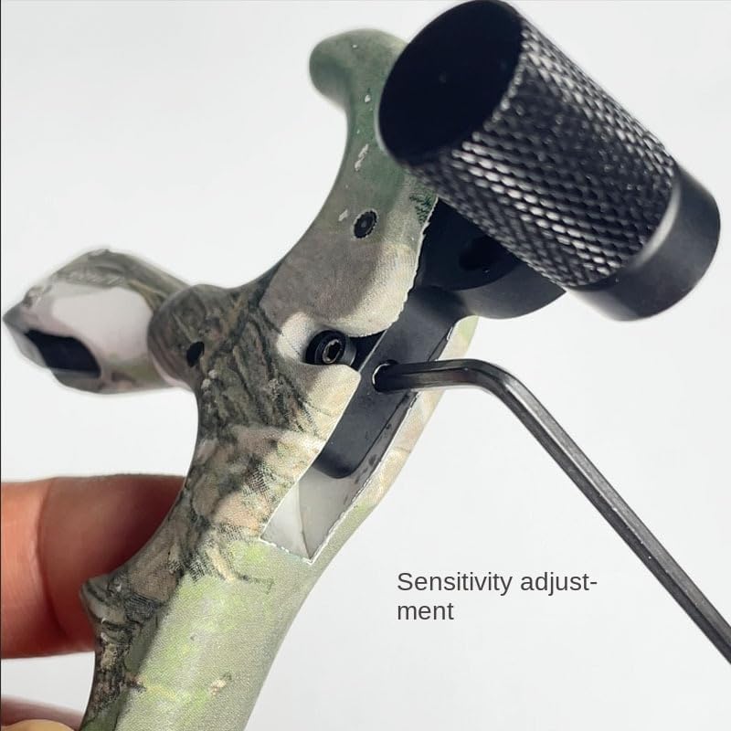 1pcs 4-Finger Release Aid with Camouflage 360° Rotating Head - Adjustable Sensitivity Metal Hook for Compound Bow & Bowfishing