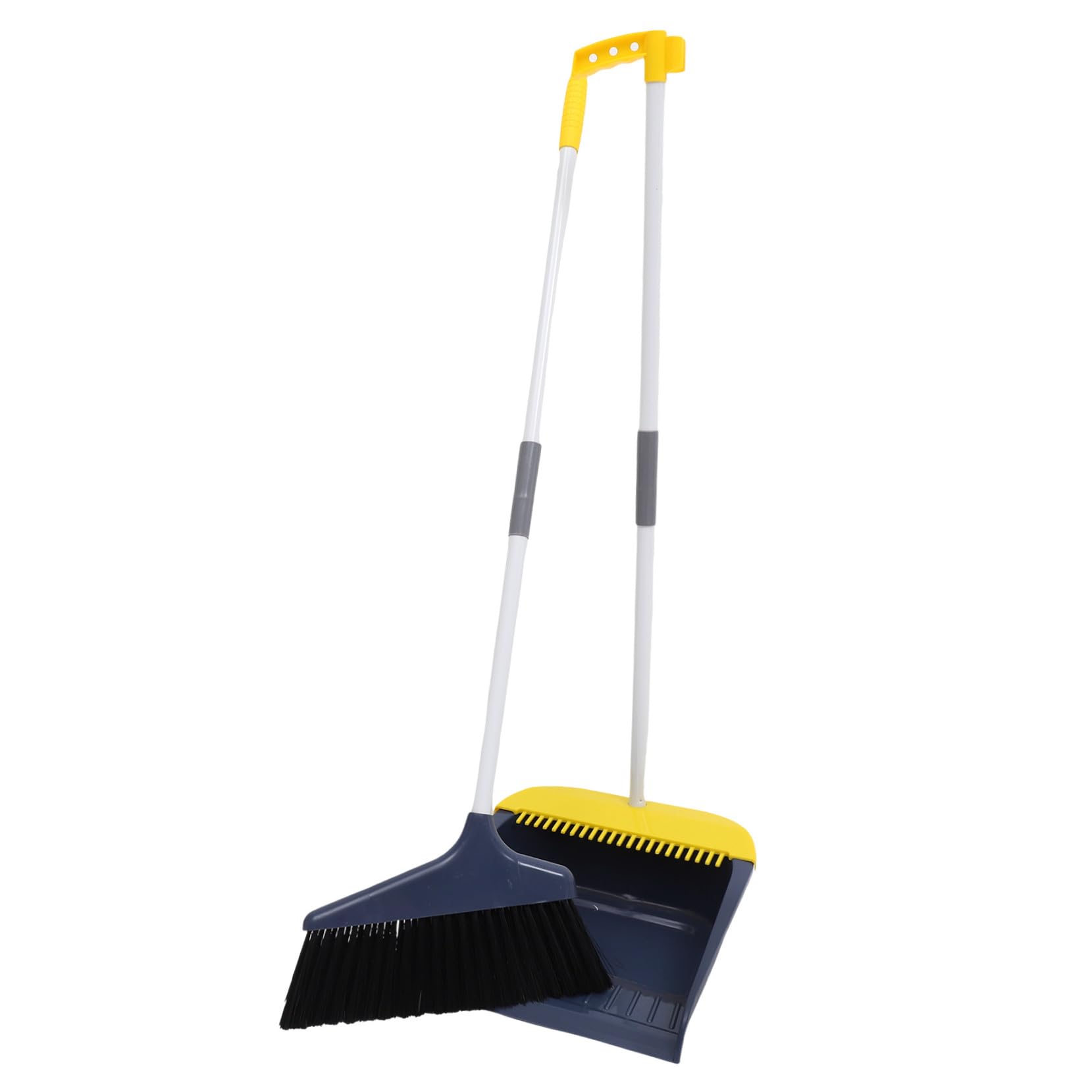 Escoba de Cerdas Suaves con Recogedor y Peine Integrado Set Ergonómico para Limpieza de Suelos de Azulejo y Herramienta Doméstica Práctica para Barrer sin Dañar Paredes ni Pisos