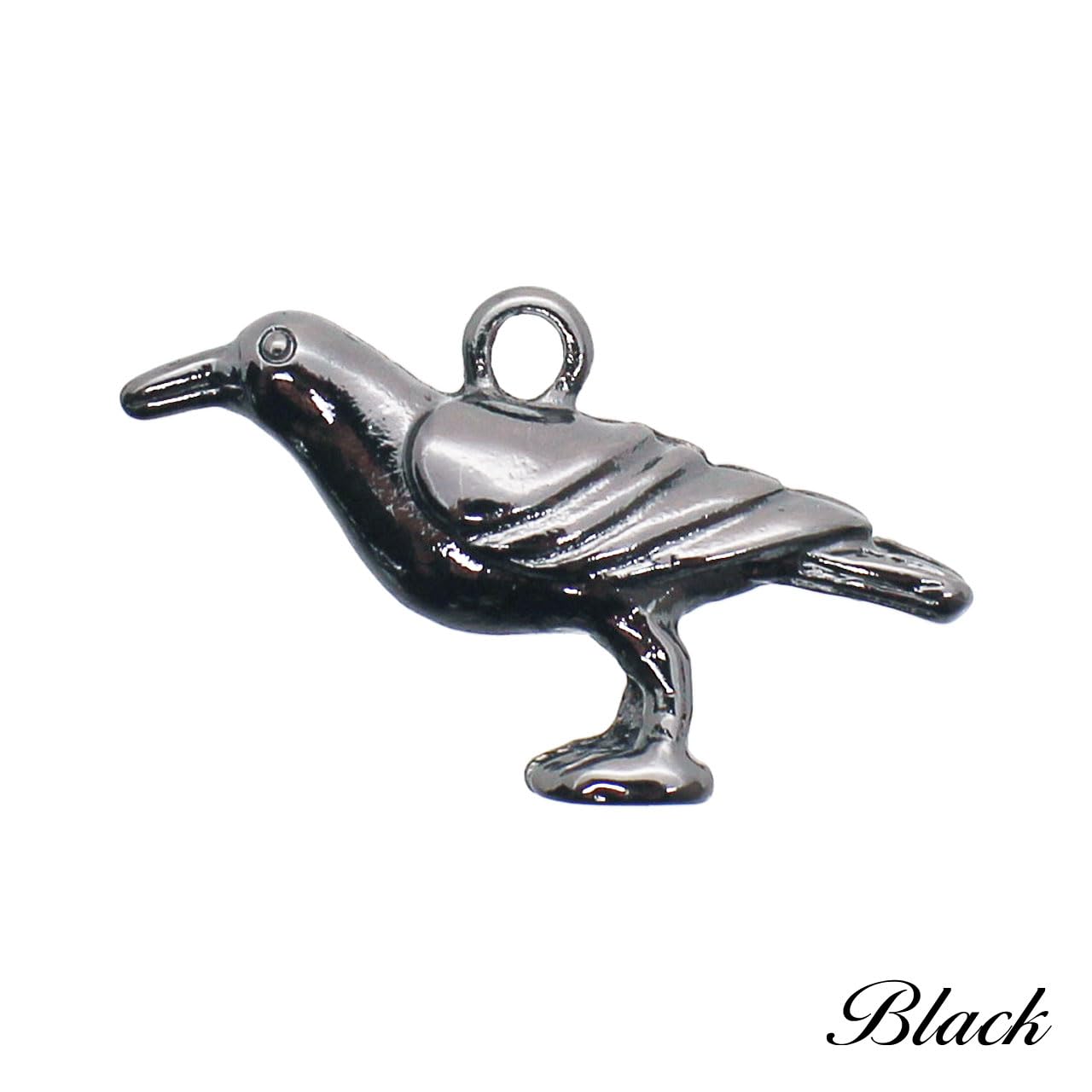 Amazon.co.jp: チャーム キーホルダー 鳥 カラス 15mm×26mm 10個