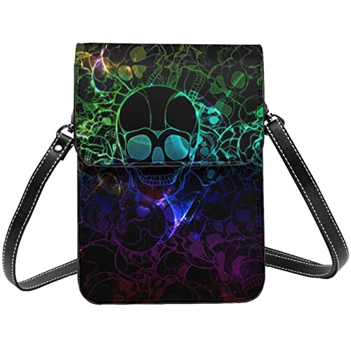 Sac à bandoulière crâne pour téléphone portable et femme Noir