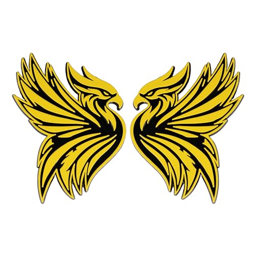 Image of Phoenix Emblem 3D Bird Badge, Custom Car Decal Sticker - Durable Exterior Trunk, Hood, Fender for Car, Truck, SUV (Set of 2) (Yellow)
