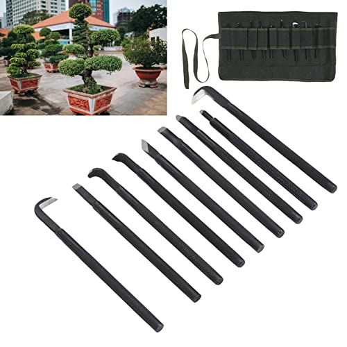 9 Piece Bonsai Tools Set Professional Manganese Steel Kit for Shaping, Pruning, and Carving,Anti Slip Handles,Storage Bag Included,for Bonsai Enthusiasts and Experts