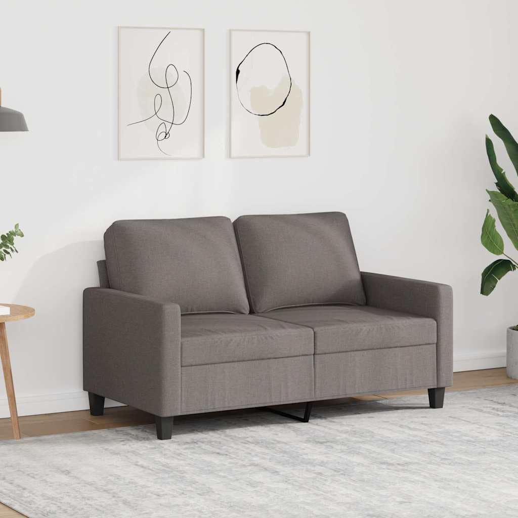 Sofá de 2 plazas tapizado de tela, 120 cm, estructura de metal gris