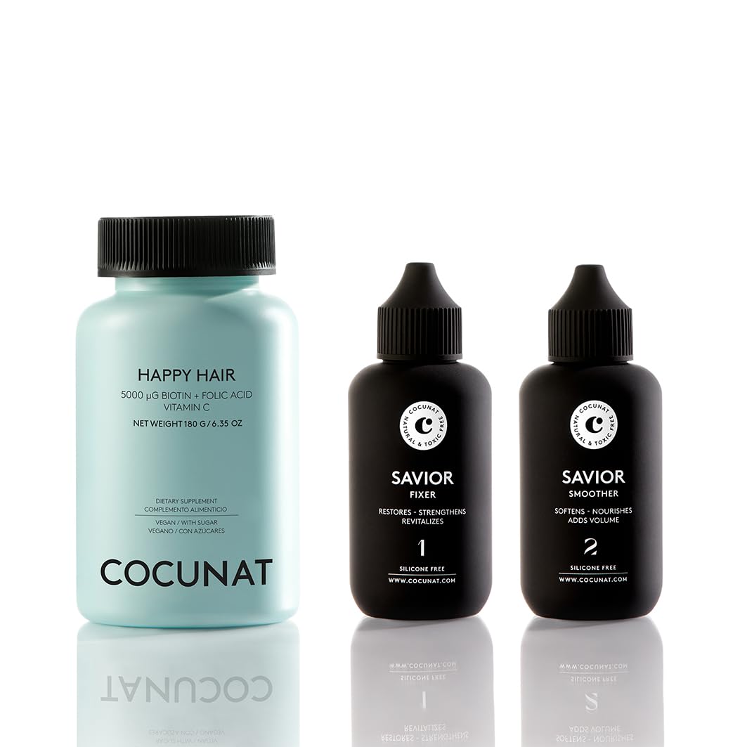 COCUNAT Haarpflege-Set Happy Hair + Savior Kräftigt das Haar | Komplettes Haarpflege-Set, das das Haar schützt und von innen und außen kräftigt.