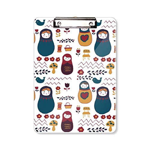 Presse-papiers Matrioshka Rigide et Poster Fleurs de Poupées Russes A4 Premium