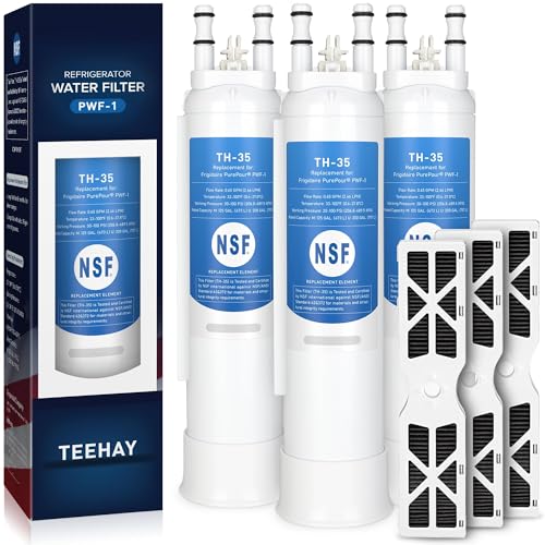 Image of TEEHAY PWF-1 FPPWFU01 Water Filter & PureAir AF-2 FRGPAAF2 Air Filter Combo, Compatible with Frigidaire FRIGCOMBO6, GRFS2853AF, FRFC2323AS, FRFS2823AS, FRFS282LAF, GRFC2353AF, FRFS2823AD, 3 Combo