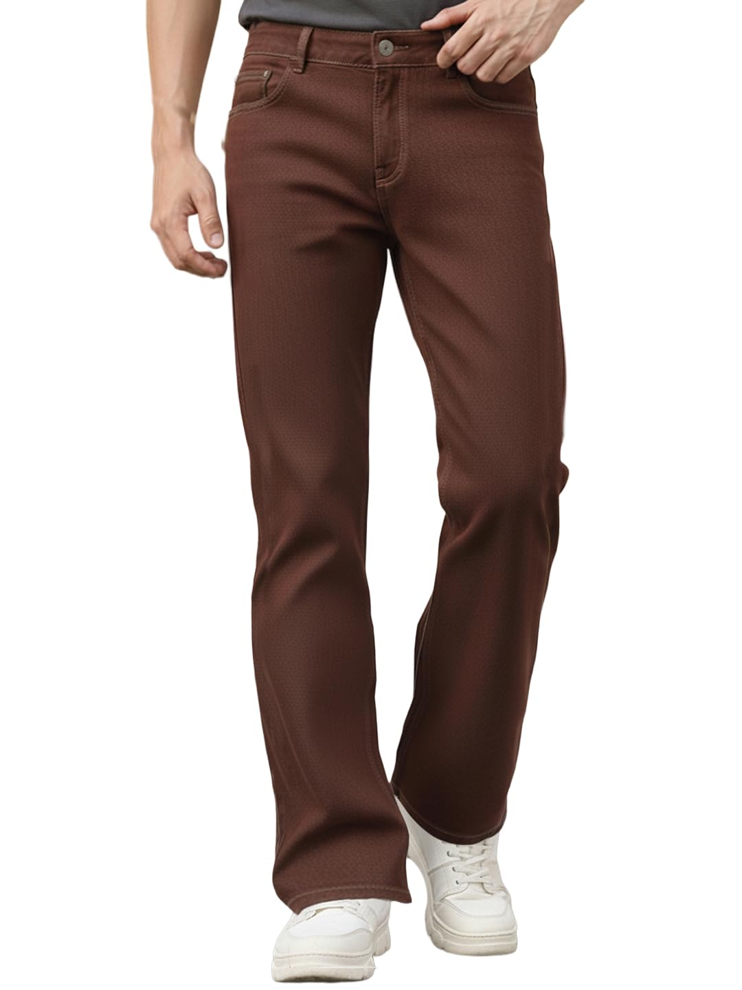 Men's Stretch Fit Mid Rise Washed Bootcut Jeans Stretchable