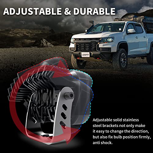 Lasfit Yellow Led Pod Lights, Led Driving Lights Off Road Spot Beam Ditch Lights 3 Inch 18W Amber 3772K/2466.66Lm With Tir Optics For Truck 4X4 Atv Utv Cars, Pair #TOP7