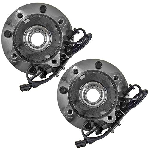 Image of TRQ Front Left and Right Wheel Bearing & Hub Assembly Set 2 Piece for 2003-2004 Ford F-250 Super Duty 4WD 2003-2004 F-350 Super Duty 4WD M14x1.5 Fine Thread Wheel Studs Single Rear Wheels SRW
