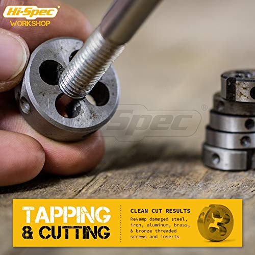Image of Hi-Spec Tap & Die Set, Metric M3-M12 Threading Kit with Wrench and Gauge | M3-M12 metric range Threading kit with wrench Gauge included for setup
