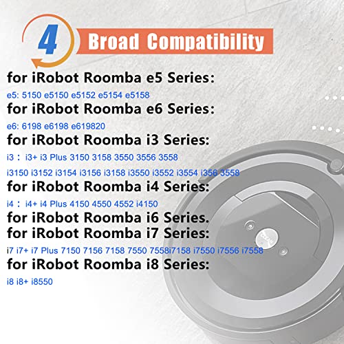 Asodi Abl-D1 Replacement For Irobot Roomba E E5 E6 E5150 E5152 E6198 I I3 3150 I3+ 3550 I4 4150 I4+ 4552 I6 I7 I7158 I7+ 7150 7550 I7150 I7156 I8 I8+ Plus I8550 Series 4624864 14.4V 2400Mah/34.56Wh #TOP4