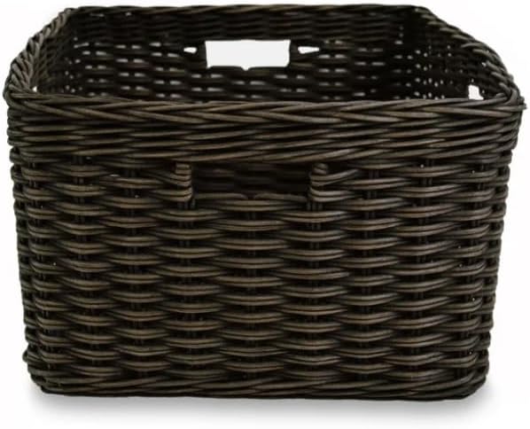 The Basket Lady Rectangular Deep Wicker Storage Basket, Large, 20 in L x 16 in W x 10 in H, Antique Walnut Brown